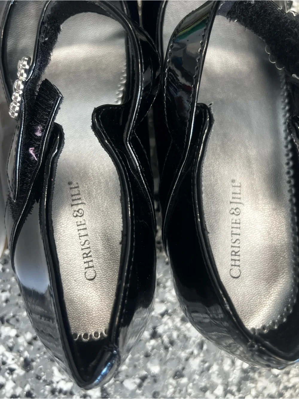 🤍 🖤 2 Pairs Christie & Jill Girls Patent Leather Mary Jane Dress Shoes - Size 4